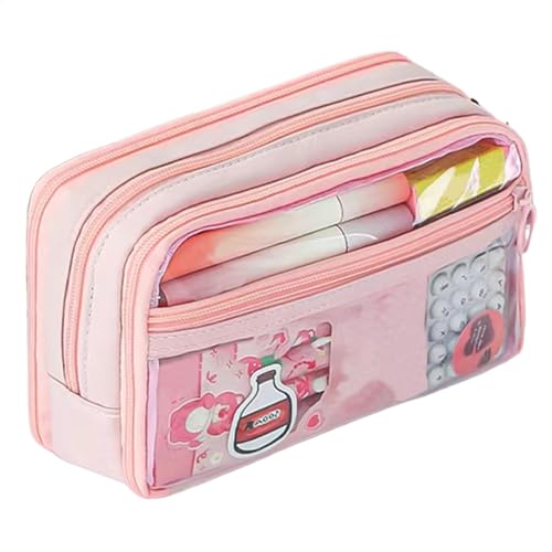 LearnLyrics Tragbares Federmäppchen, tragbares Federmäppchen mit großem Fassungsvermögen und Fächern, Schreibwaren-Stifttasche, niedliches ästhetisches Federmäppchen, Schulbedarf für Teenager-Mädchen von LearnLyrics