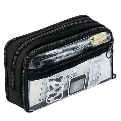 LearnLyrics Tragbares Federmäppchen, tragbares Federmäppchen mit großem Fassungsvermögen und Fächern, Schreibwaren-Stifttasche, niedliches ästhetisches Federmäppchen, Schulbedarf für Teenager-Mädchen von LearnLyrics