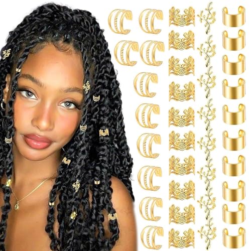 Lerne Worte Haarbänder für Zöpfe Frisur für Frauen 40X Ring geflochten Manschetten Metall Haar Dreadlock Schmuck Zopf Deko Haarschmuck Elegant für Zubehör von LearnLyrics