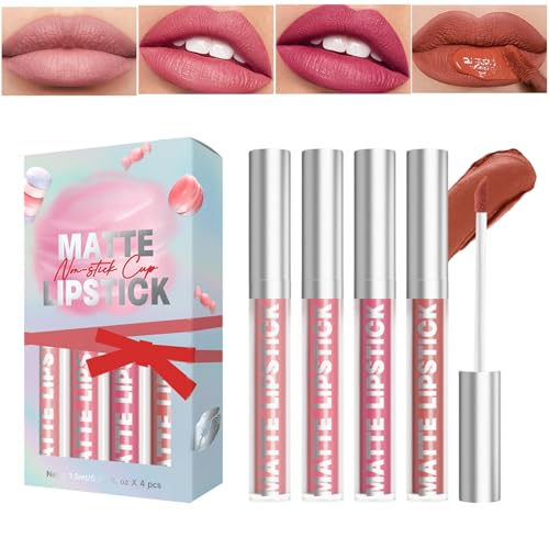 Mattes Lipgloss-Set – Antihaft-Flüssiggloss, wasserfestes Lippen-Make-up, geschmeidiger, langanhaltender Lippenstift, schweißfeste Schönheitskosmetik | Lipgloss-Set für Frauen, Töchter, Freunde, Freun von LearnLyrics