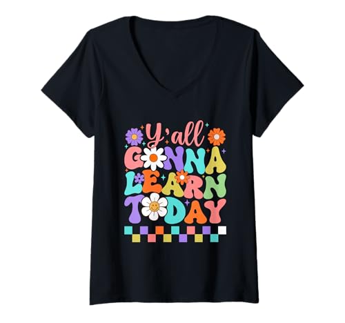 Damen Ihr werdet heute farbenfroher Schulanfang lernen T-Shirt mit V-Ausschnitt Damen Ihr werdet heute farbenfroher Schulanfang lernen T-Shirt mit V-Ausschnitt von Learners Delight