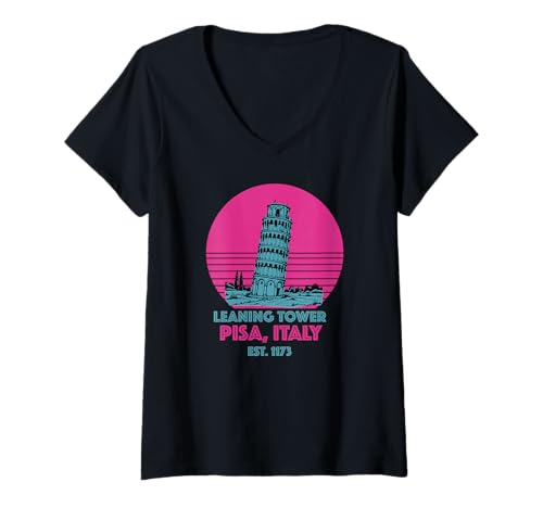 Damen Schiefer Turm von Pisa Italien Italien Souvenir Reise Skyline T-Shirt mit V-Ausschnitt Damen Schiefer Turm von Pisa Italien Italien Souvenir Reise Skyline T-Shirt mit V-Ausschnitt von Learning tower of pisa Italy Merch