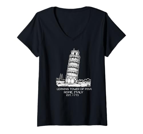 Damen Schiefer Turm von Pisa Italien Italien Souvenir Reise Skyline T-Shirt mit V-Ausschnitt Damen Schiefer Turm von Pisa Italien Italien Souvenir Reise Skyline T-Shirt mit V-Ausschnitt von Learning tower of pisa Italy Merch