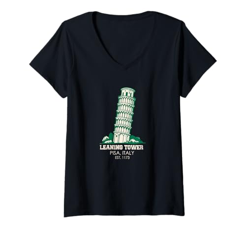Damen Schiefer Turm von Pisa Italien Italien Souvenir Reise Skyline T-Shirt mit V-Ausschnitt Damen Schiefer Turm von Pisa Italien Italien Souvenir Reise Skyline T-Shirt mit V-Ausschnitt von Learning tower of pisa Italy Merch