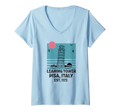 Damen Schiefer Turm von Pisa Italien Italien Souvenir Reise Skyline T-Shirt mit V-Ausschnitt Damen Schiefer Turm von Pisa Italien Italien Souvenir Reise Skyline T-Shirt mit V-Ausschnitt von Learning tower of pisa Italy Merch