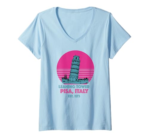 Damen Schiefer Turm von Pisa Italien Italien Souvenir Reise Skyline T-Shirt mit V-Ausschnitt Damen Schiefer Turm von Pisa Italien Italien Souvenir Reise Skyline T-Shirt mit V-Ausschnitt von Learning tower of pisa Italy Merch