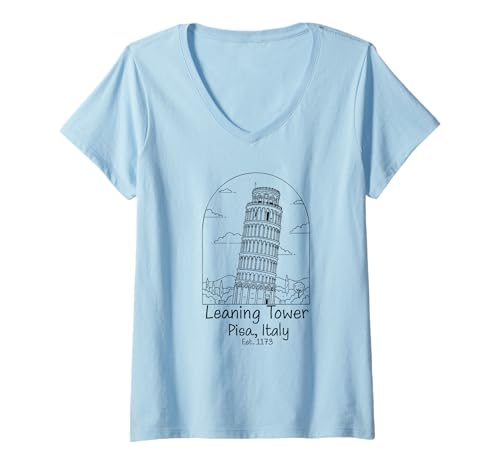 Damen Schiefer Turm von Pisa Italien Italien Souvenir Reise Skyline T-Shirt mit V-Ausschnitt Damen Schiefer Turm von Pisa Italien Italien Souvenir Reise Skyline T-Shirt mit V-Ausschnitt von Learning tower of pisa Italy Merch