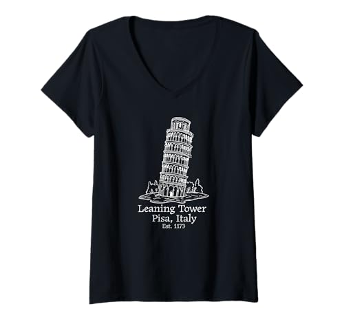 Damen Schiefer Turm von Pisa Italien Italien Souvenir Reise Skyline T-Shirt mit V-Ausschnitt Damen Schiefer Turm von Pisa Italien Italien Souvenir Reise Skyline T-Shirt mit V-Ausschnitt von Learning tower of pisa Italy Merch