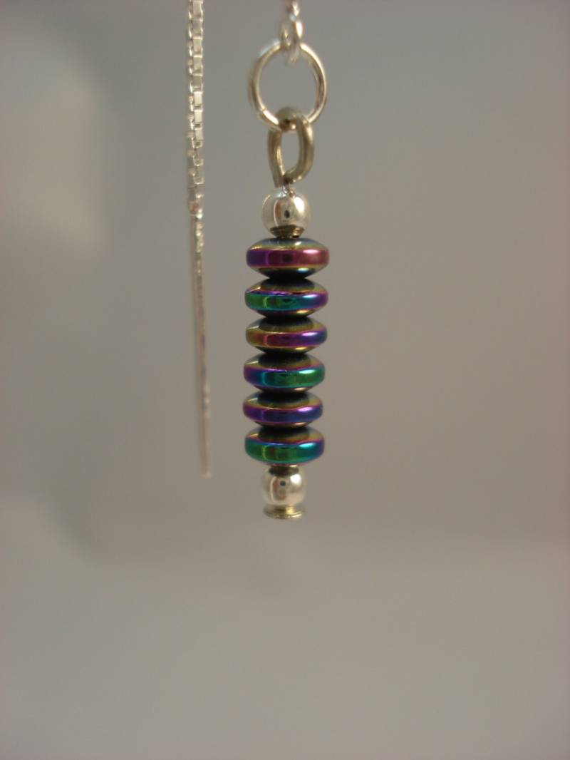 Bunte Glasscheiben Auf Sterling Threader Ohrringe Oder Halskette-Ohrfäden-Kostenloser Versand Nach Usa von LeasEarThreads