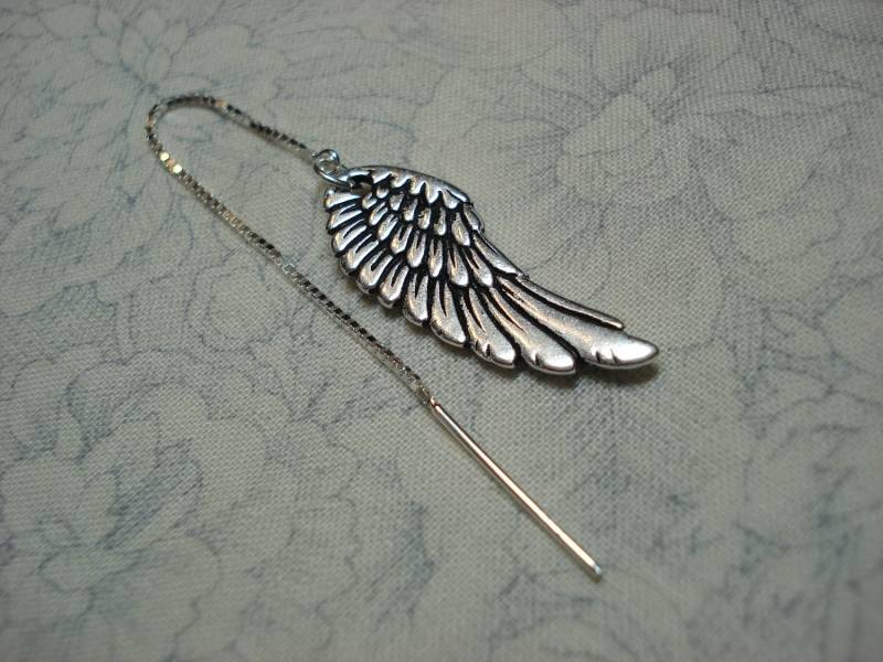 Flügel Charms Auf Sterling Ohr Fäden - Threader Ohrringe Oder Halskette-Free Versand An U.s. von LeasEarThreads