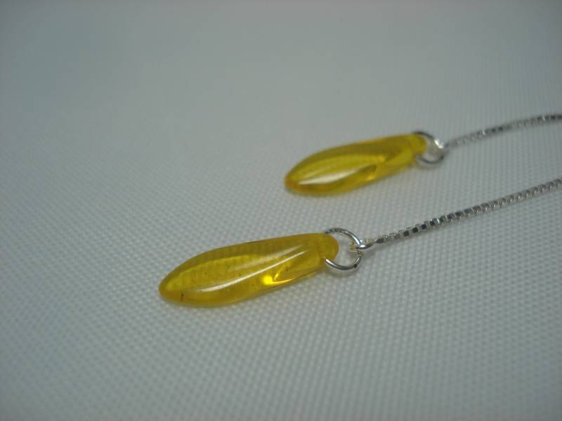 Gelbes Glas Dolche Auf Threads - Einfädler Ohrstecker Sterling Oder Halskette-Kostenloser Versand in Usa von LeasEarThreads