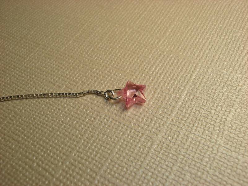 Kleine Rosa Zirkonia Sternen Auf Sterling Ohr Threads-Kostenloser Versand Für Us - Einfädler Ohrringe Oder Kette von LeasEarThreads