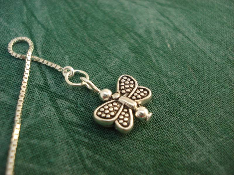 Kleine Silber Schmetterlinge Auf Sterling Ohr Fäden - Threader Ohrringe Oder Halskette-Free Versand in Die Usa von LeasEarThreads