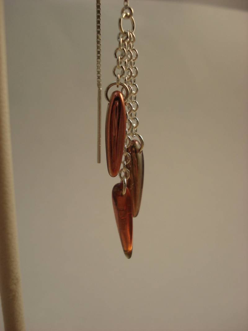 Kupfer Farbigen Glas Spikes Auf Sterling Ohr Threads Frei Versand Nach Us - Einfädler Ohrringe Oder Halskette von LeasEarThreads