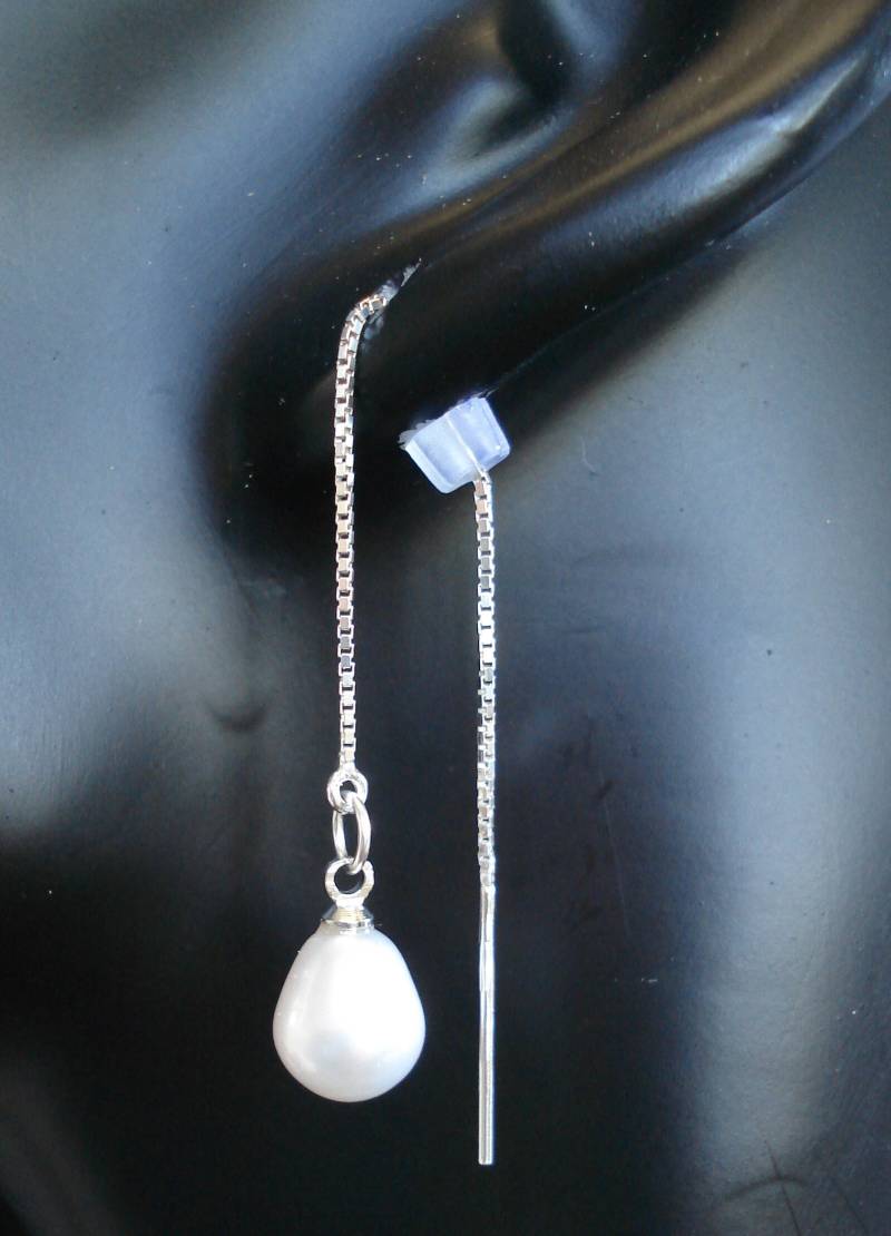 Ovale Perlen An Sterling Threader Ohrringe Oder Halskette-Süßwasser Perlen-Ohrfäden-Kostenloser Versand von LeasEarThreads