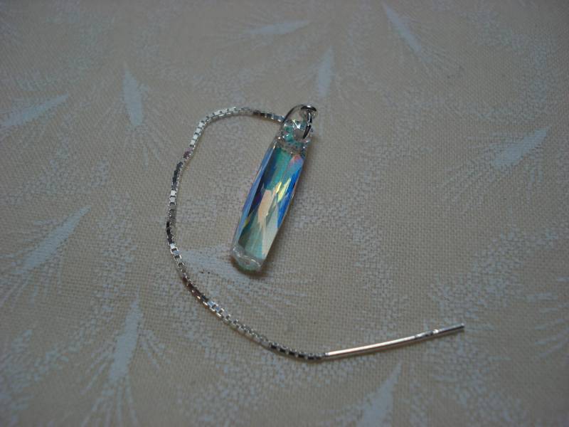 Regenbogen Swarovski Kristalle Auf Sterling Ohrgewinden-Kostenloser Versand in Die Usa - Threader Ohrringe Oder Halskette von LeasEarThreads