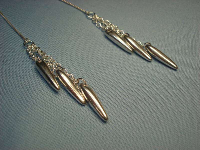 Silber Glas Spikes Auf Sterling Ohr Threads-Threader Ohrringe Oder Halskette-Kostenloser Versand Nach Usa von LeasEarThreads