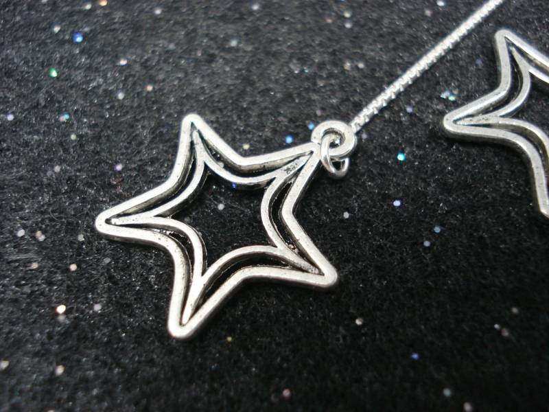 Silber Sterne Auf Sterling Ohr Fäden - Threader Ohrringe Oder Halskette-Free Versand in Die Usa von LeasEarThreads