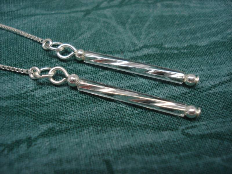 Silber Glasperlen Auf Sterling Ohrgewinde - Threader Ohrringe Oder Halskette-Kostenloser Versand Nach Usa von LeasEarThreads