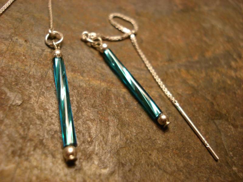 Türkis Bars Auf Sterling Ohr Fäden - Threader Ohrringe Oder Halskette-Free Versand An U.s. von LeasEarThreads