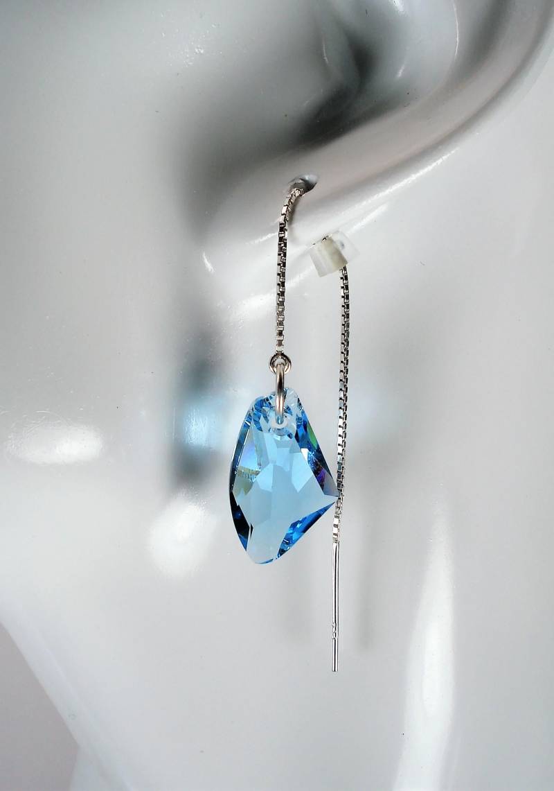 sterling Silber Und Blaue Kristall Ohrfäden - Einfädler Ohrringe Oder Halskette-Kostenloser Versand Nach Usa von LeasEarThreads