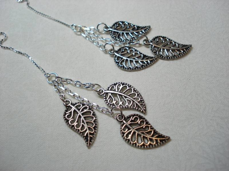 sterling Threader Ohrringe Mit Silber Blatt Trio-Oder HalsketteOhr-Threads-Kostenloser Versand in Die Usa von LeasEarThreads