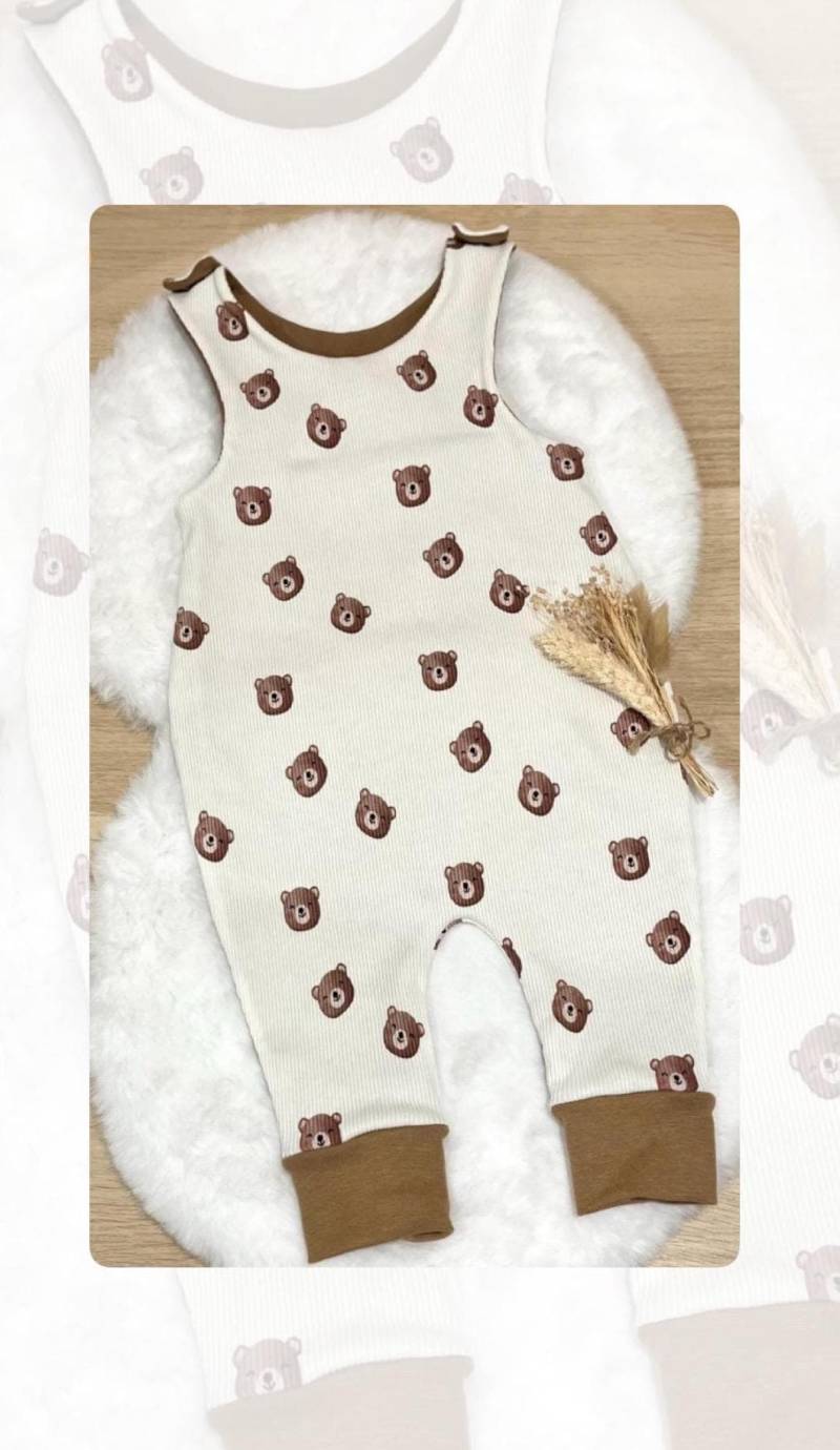 Gemütlicher Strampler/Hose Halstuch Baby Kind Junge Mädchen Newborn „Kleiner Bär" - Rib Jersey von LeasNaehtraum