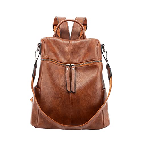 Leathario Rucksack Damen klein Anti diebstahl aus pu Leder Schultertasche Handtasche Cityrucksack für Frauen Mädchen Elegant für Reise Freizeit Einkauf Arbeit von Leathario