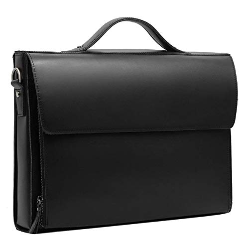 Leathario Herren Echtleder Aktentasche Ledertasche Laptoptasche für Business Vintage Schwarz von Leathario