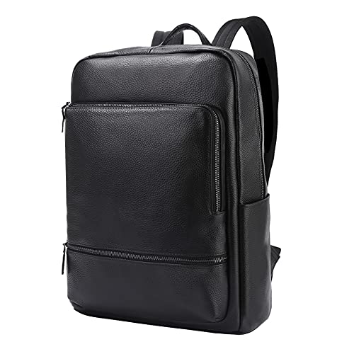 Leathario Herren Hochwertige Rindleder Rucksäck backpack für Freizeit Schwarz5 von Leathario