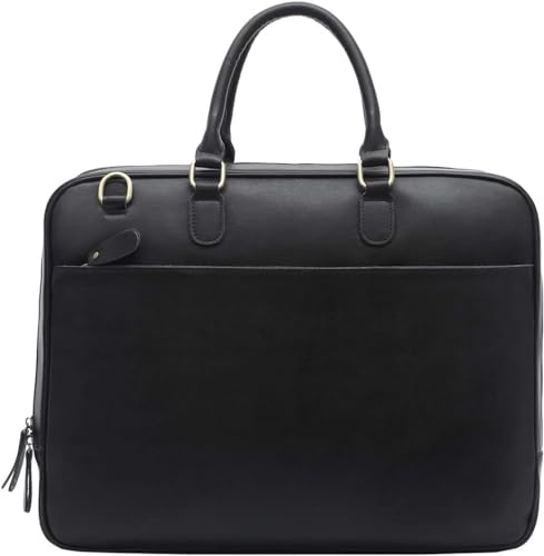 Leathario Herren Echtleder Aktentasche Ledertasche Handtasche Laptoptasche für Business Vintage Schwarz von Leathario