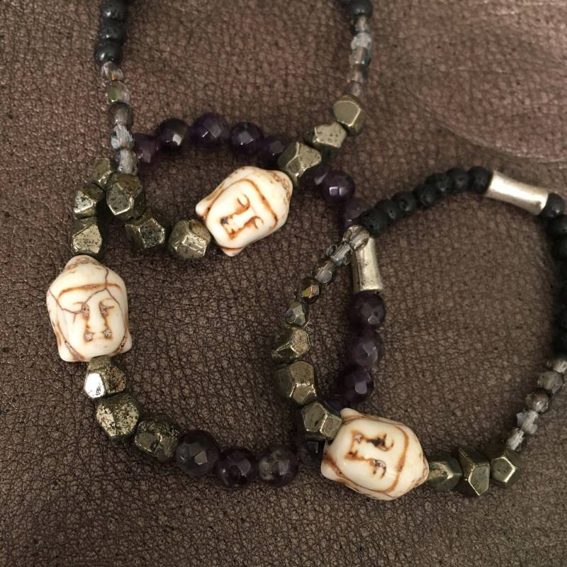 Buddha Perle Armband, Lava, Pyrit Und Quarz Steine, Meditation Schmuck, Energie-Armband, Yogi Geschenk, Heilsteine Spirituellen Schmuck von LeatheRCycle