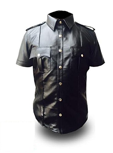 Herren Polohemd, Kunstleder, Schwarz Gr. Kleidungsstück Brust 107 cm, Schwarz von Leather Addicts