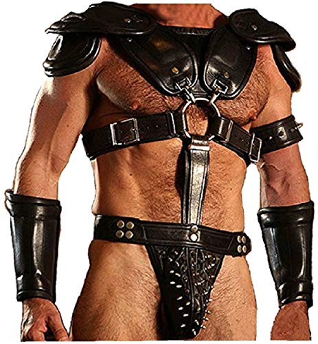 Herren-Uniform, echtes Leder, Schwarz, Größe 81,3 cm, Brustumfang 111,8 cm von Leather Addicts