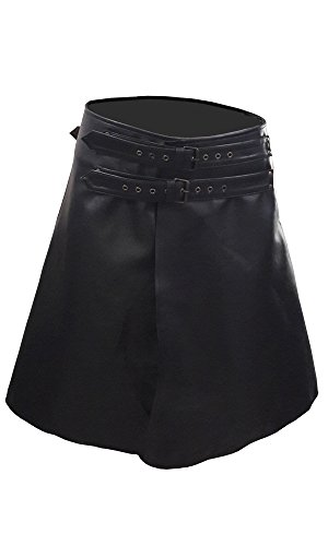 LARP Herren Kilt, echtes Leder, mit Frontverschluss, Schwarz, Schwarz , 34W / 24L von Leather Addicts