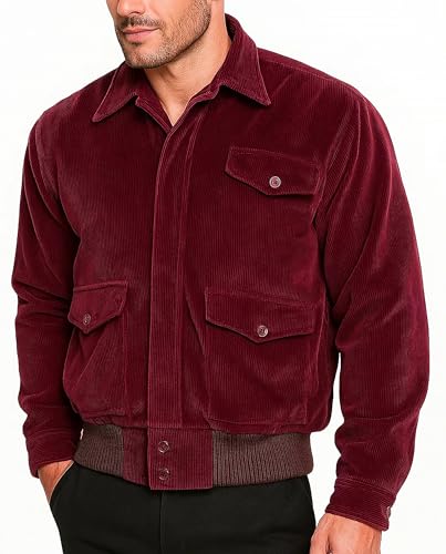 Jack Torrance The Shining Jack Nicholson Halloween-Kostüm für Herren, Cord, rote Bomberjacke, Rote Cordjacke, XXL Jack Torrance The Shining Jack Nicholson Halloween-Kostüm für Herren, Cord, rote Bomberjacke, Rote Cordjacke, XXL von Leather Jacketz