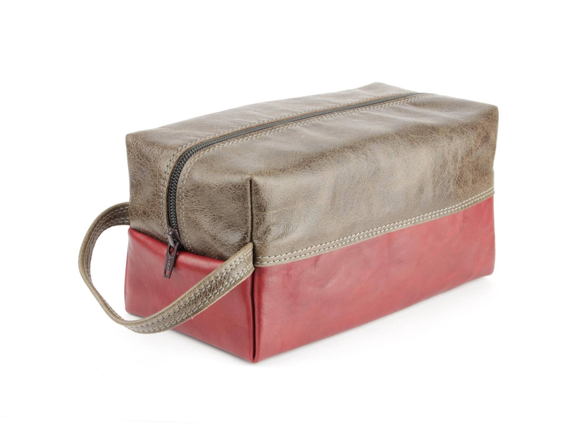 Dunkelbraune Und Burgunderfarbene Kulturtasche Aus Leder. Reiseset. Rasierset Für Herren. Geschenk von TassenVanILZA