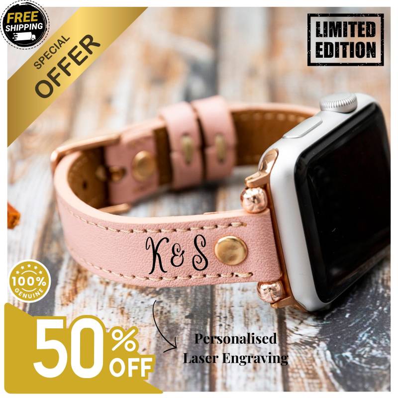 Apple Watch Band For Series 10/Ultra/Se/9-1 Custom Christmas Gift Men Women Bracelet Personalised Genuine Leather Weichnachtsgeschenk von LeatherBagOne