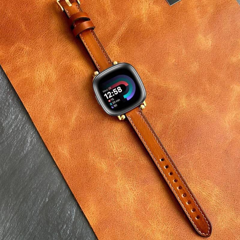 Fitbit Versa 4/3/Sense 2 Watch Band Custom Christmas Gift Men & Women Bracelet Sport Personalised Genuine Leather Weichnachtsgeschenk von LeatherBagOne