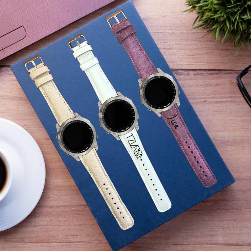 Personalised Garmin Watch Band Leather Fenix 7 6 5 7x 6x 5x 7S 6S Solar Pro Quatix Approach Vivoactive 4 3 Weichnachtsgeschenk von LeatherBagOne