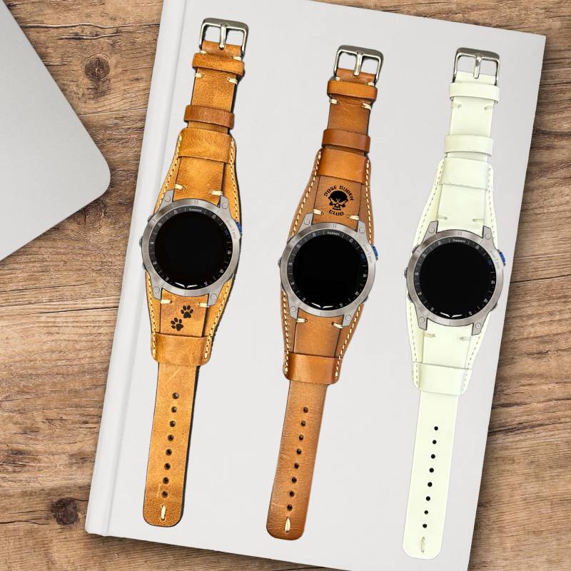 Personalised Garmin Watch Band Leather Fenix 8 7 6 5 7x 6x 5x 7S 6S Solar Pro Quatix Approach Vivoactive 4 3 Weichnachtsgeschenk von LeatherBagOne