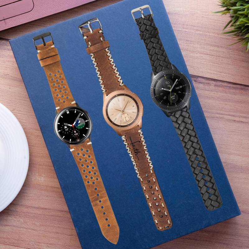 Personalised Samsung Galaxy 4 5 6 7 Smart Active 2 Custom Christmas Gift Men & Women Bracelet Sport Genuine Leather Band Weichnachtsgeschenk von LeatherBagOne