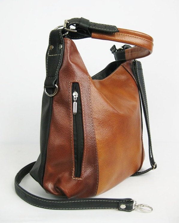 Braun Leder Hobo Bag Handgemachte Top Zip Schultertasche von LeatherBagsStudio