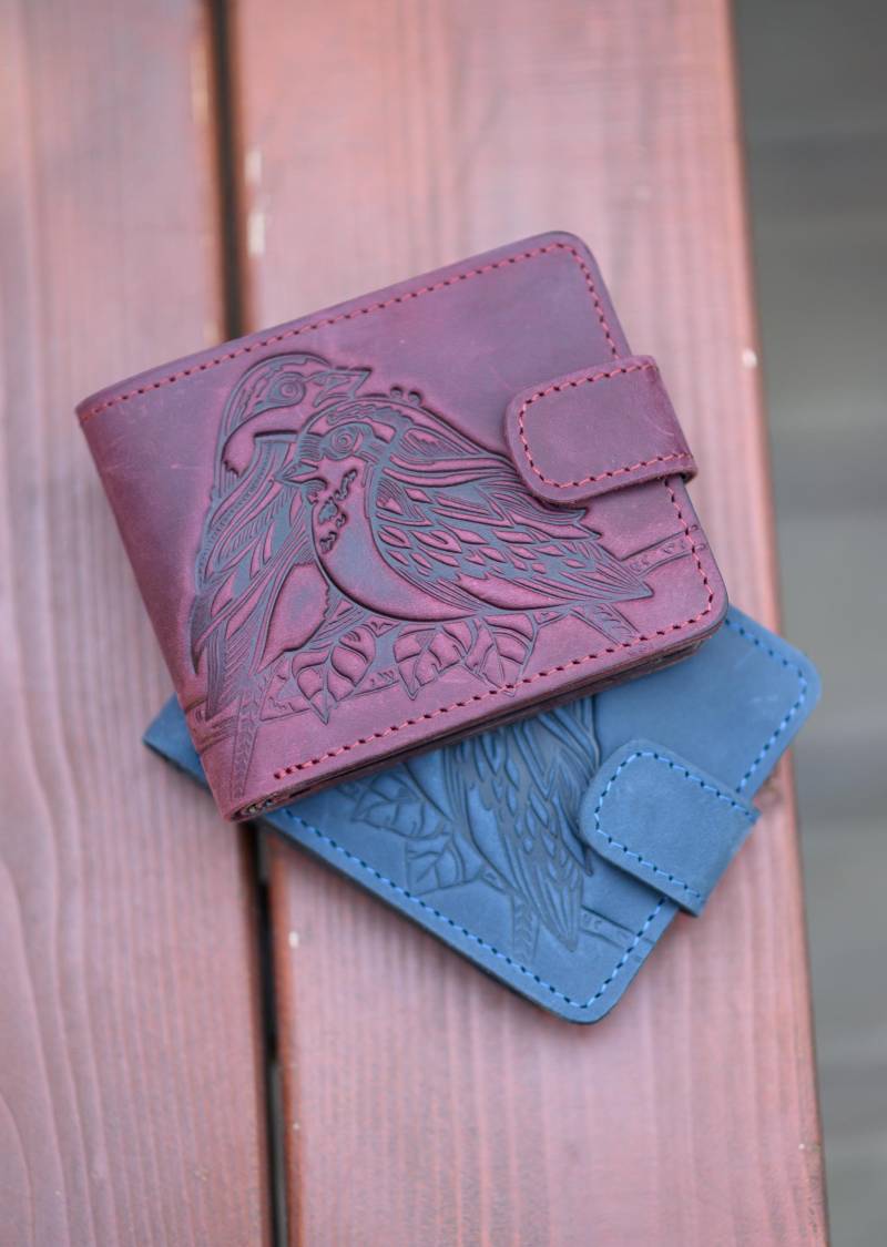 Geldbörse Aus Geprägtem Leder Marsala Billfold, Handgefertigt von LeatherCraftsUA