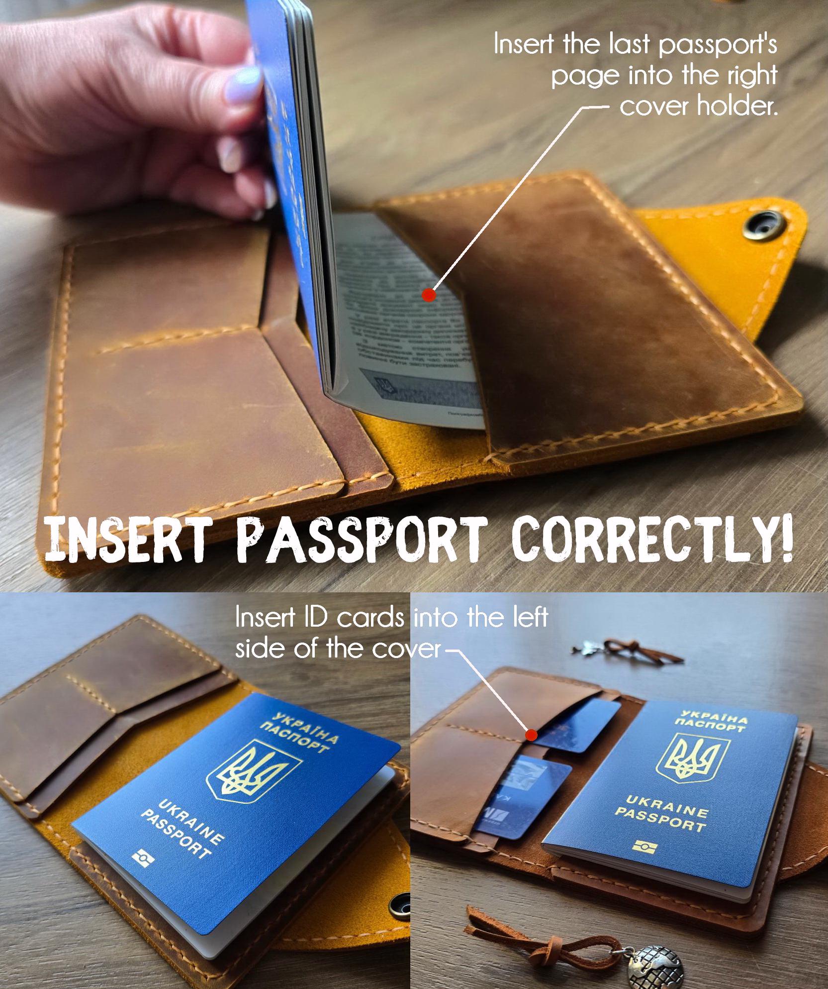 Handgenähte Lederpasshülle Personalisierte Reisebrieftasche Handgenähte Lederpasshülle Personalisierte Reisebrieftasche von LeatherFamilyUA
