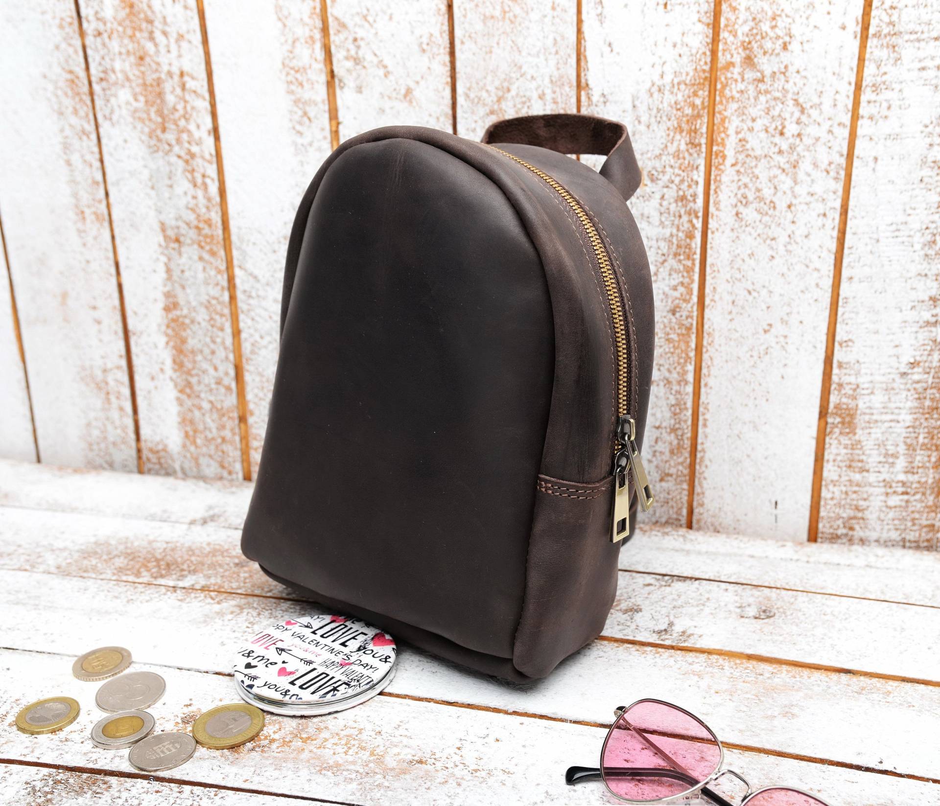 Lederrucksack, Lederrucksack Damen, Rucksack, Geldbeutel Und Taschen, Rucksack Kleiner Schwarzer von LeatherGiftStudio