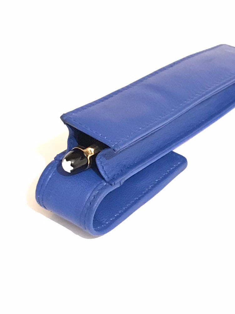 Blaues Leder-Etui/stifthalter. Single Pen, Magnetverschluss. Qualität Handarbeit von LeatherPouch