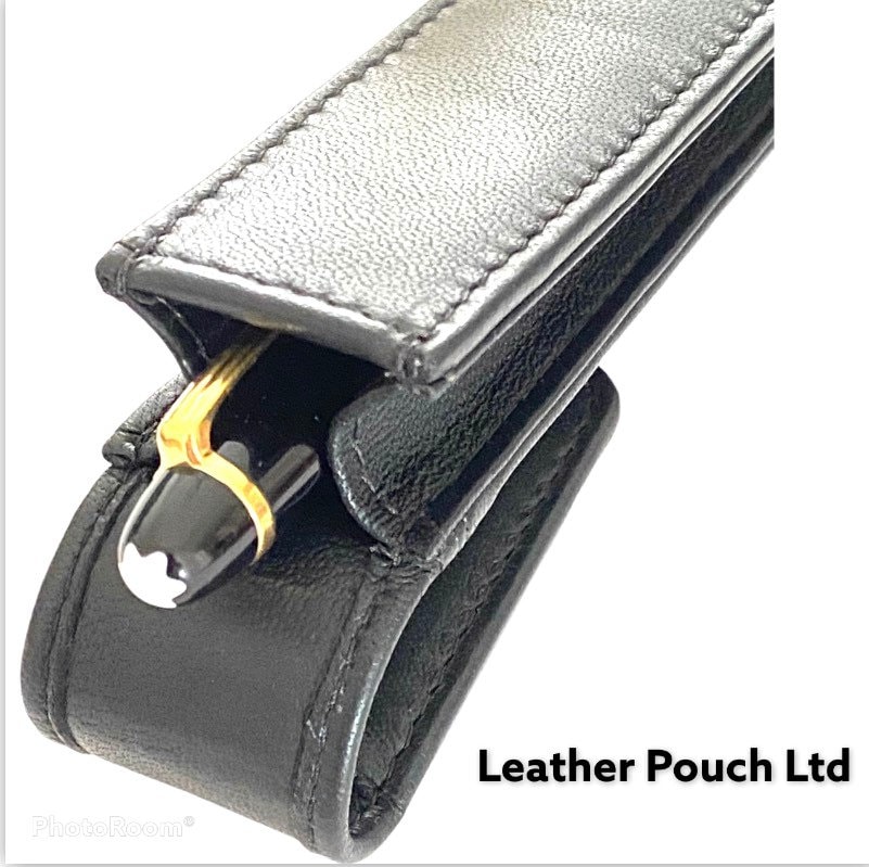 Federmäppchen/Etui Aus Schwarzem Leder. Single Pen, Magnetverschluss. Qualität Handarbeit von LeatherPouch