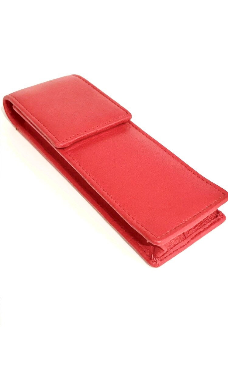 Rot Leder Doppel Magnetverschluss Flap Pen Etui. Echtes Leder.handgemacht von LeatherPouch