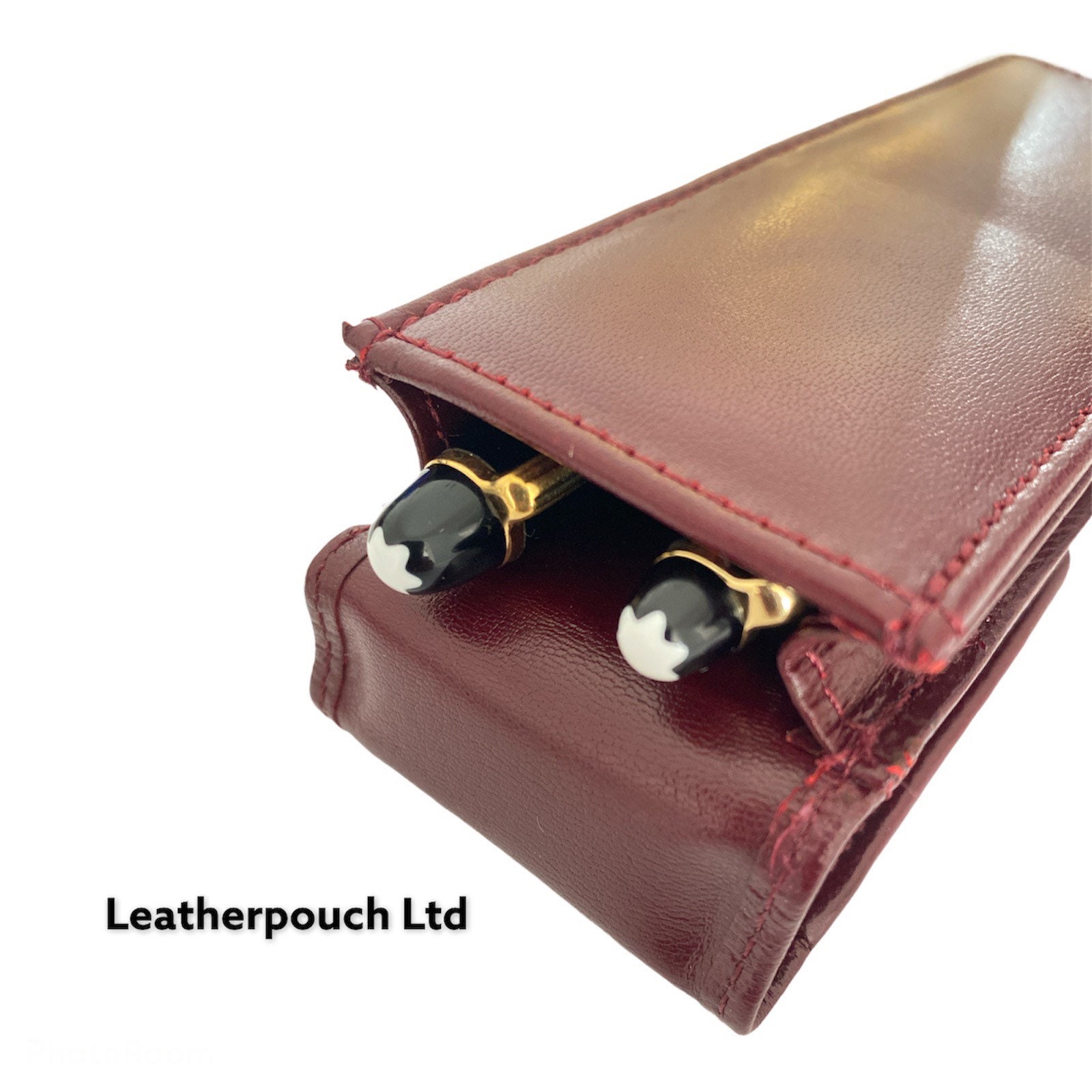 Weinrot Leder Stifteetui. Doppelstifte, Magnetverschluss. Qualität Handarbeit von LeatherPouch
